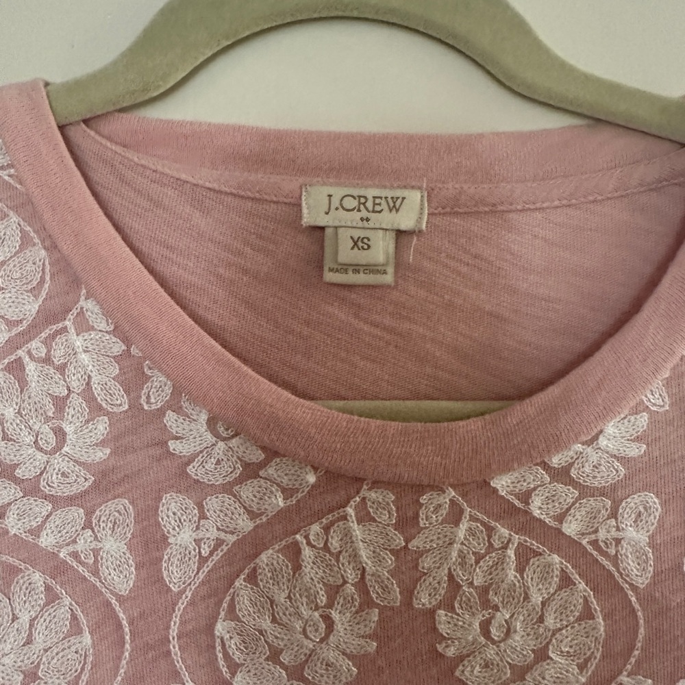 J.Crew Light Pink Lace 3/4 Sleeve Crewneck T-Shirt – Size XS - Picture 2 of 4